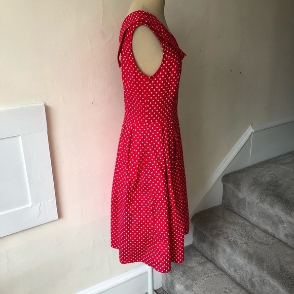 Golightly Pinup Retro Judie Red Stretch Cotton Polkadot Sleeveless Dress EUC S - Picture 6 of 9